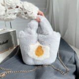 Children's mini phone bag imitation rabbit fur carrying chain