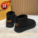 Snow boots for couples, leather top, midsole, thick soled cotton boots