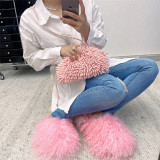 Beach wool slippers with faux fur lining for warmth, snow fur slippers
