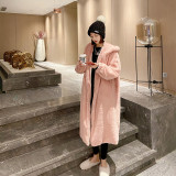 Casual hooded lambhair jacket cute
