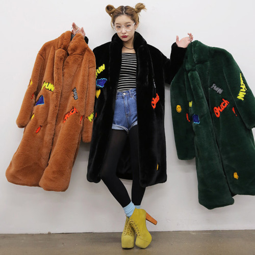 Imitation fur coat of otter rabbit grass