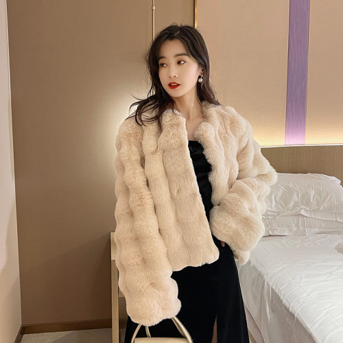 White fur coat women's winter short style imitation fur