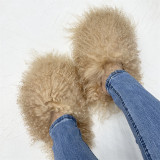 Beach wool slippers with faux fur lining for warmth, snow fur slippers