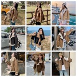 Black lambhair coat women's long style