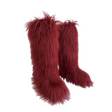Snow boots for women, warm and plush fur boots