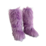 Snow boots for women, warm and plush fur boots