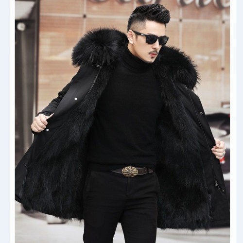 Men's thick faux fur coat