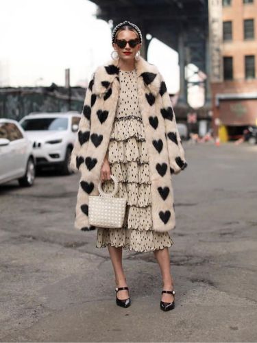 Long imitation fur coat jacket