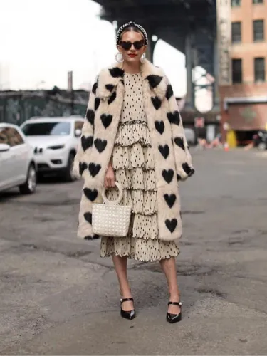 Long imitation fur coat jacket