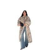 Woven collar ruffled fur coat jacket