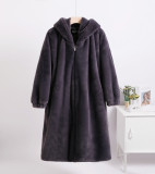 Casual hooded lambhair jacket cute