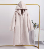Casual hooded lambhair jacket cute