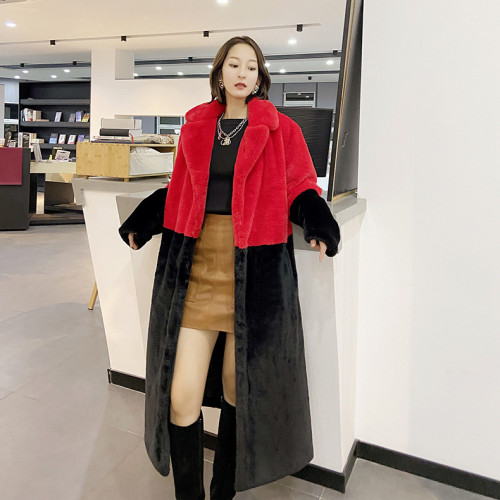 Mink fur imitation fur splicing mid length jacket