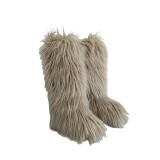 Snow boots for women, warm and plush fur boots