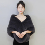 Imitation fur shawl cape short jacket
