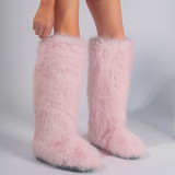 Tall fur boots, snow boots, imitation fox fur boots