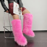 Knee length snow boots warm imitation fox fur boots fur boots
