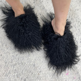 Beach wool slippers with faux fur lining for warmth, snow fur slippers