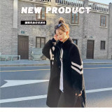 Black lambhair coat women's long style