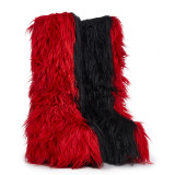 Snow boots for women, warm and plush fur boots