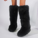 Tall fur boots, snow boots, imitation fox fur boots