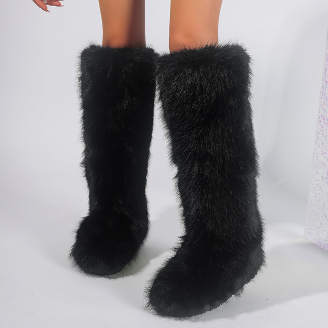 Tall fur boots, snow boots, imitation fox fur boots
