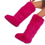 Tall fur boots, snow boots, imitation fox fur boots