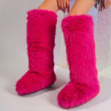 Tall fur boots, snow boots, imitation fox fur boots