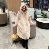 Casual hooded lambhair jacket cute