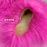 Beach wool slippers with faux fur lining for warmth, snow fur slippers
