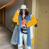 Imitation fur coat, winter fur one-piece contrasting lapel coat