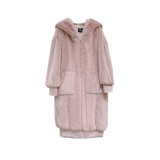 Imitation Otter Rabbit Hair Long Hooded Fur Grass Coat for Women