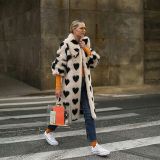 Long imitation fur coat jacket