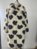 Long imitation fur coat jacket