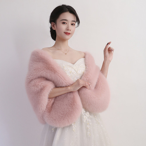 Imitation fur shawl cape short jacket