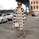 Long imitation fur coat jacket