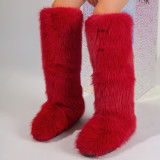 Tall fur boots, snow boots, imitation fox fur boots