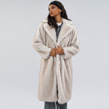 White background dyed purple pointed imitation fur thick long jacket