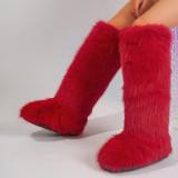 Tall fur boots, snow boots, imitation fox fur boots