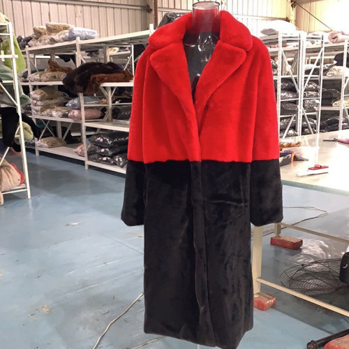 Mink fur imitation fur splicing mid length jacket