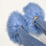 Beach wool slippers with faux fur lining for warmth, snow fur slippers