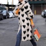 Long imitation fur coat jacket