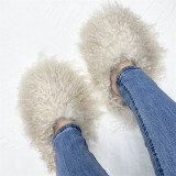 Beach wool slippers with faux fur lining for warmth, snow fur slippers