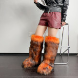 Knee length snow boots warm imitation fox fur boots fur boots