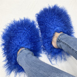 Beach wool slippers with faux fur lining for warmth, snow fur slippers