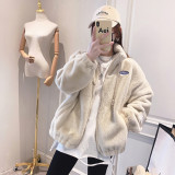 Short top stand up collar faux fur zipper jacket