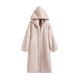 Casual hooded lambhair jacket cute