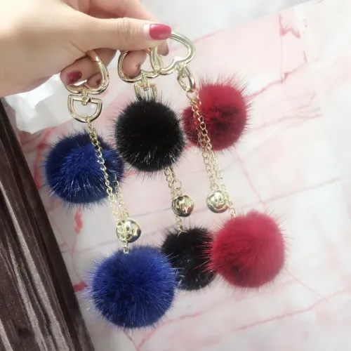 Mink fur ball smiley face ornament