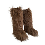 Snow boots for women, warm and plush fur boots