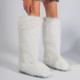 Tall fur boots, snow boots, imitation fox fur boots